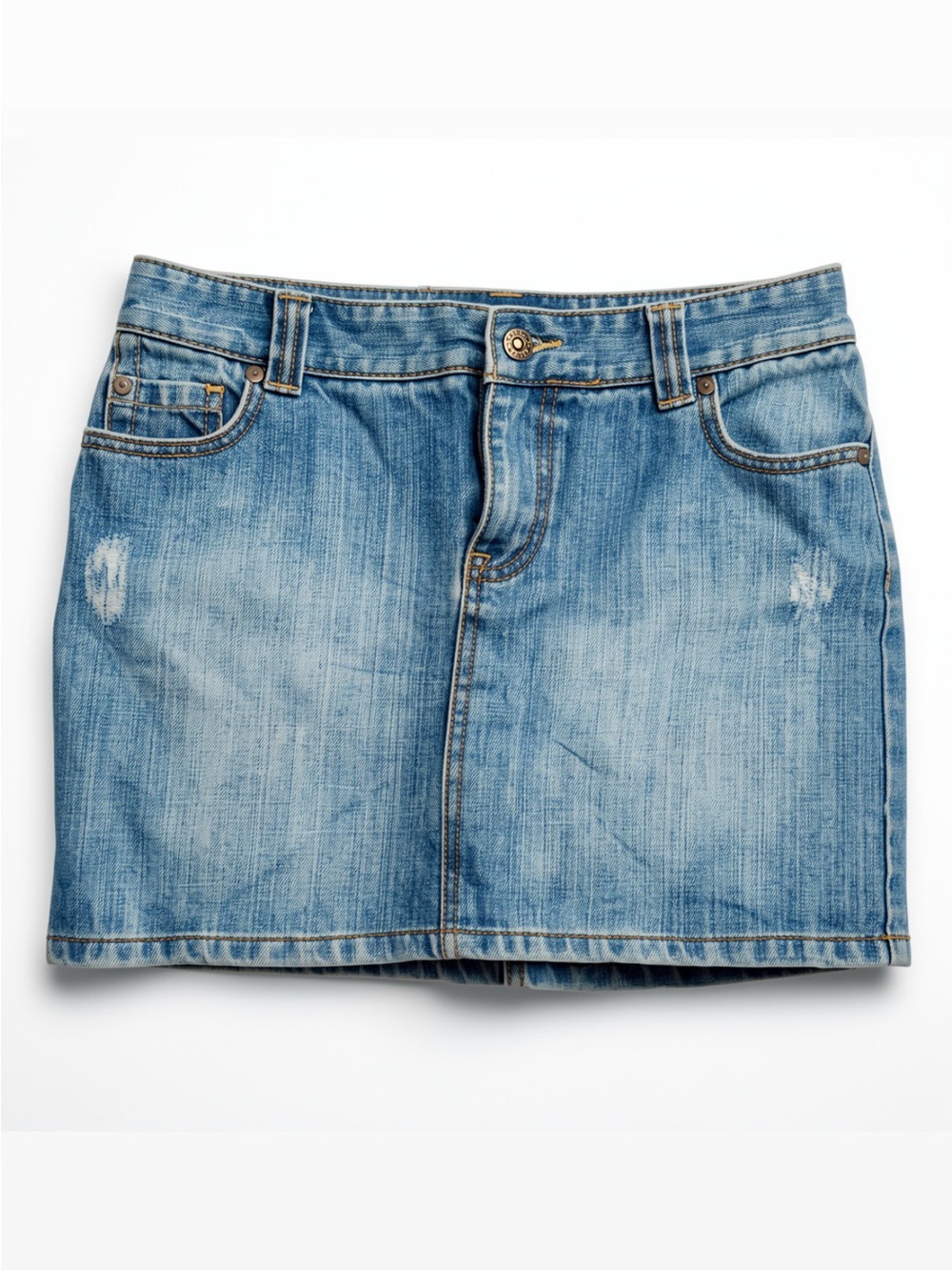 Roxy Girl Distressed Mini Denim Skirt with Floral Pocket Detail Girls Size 16